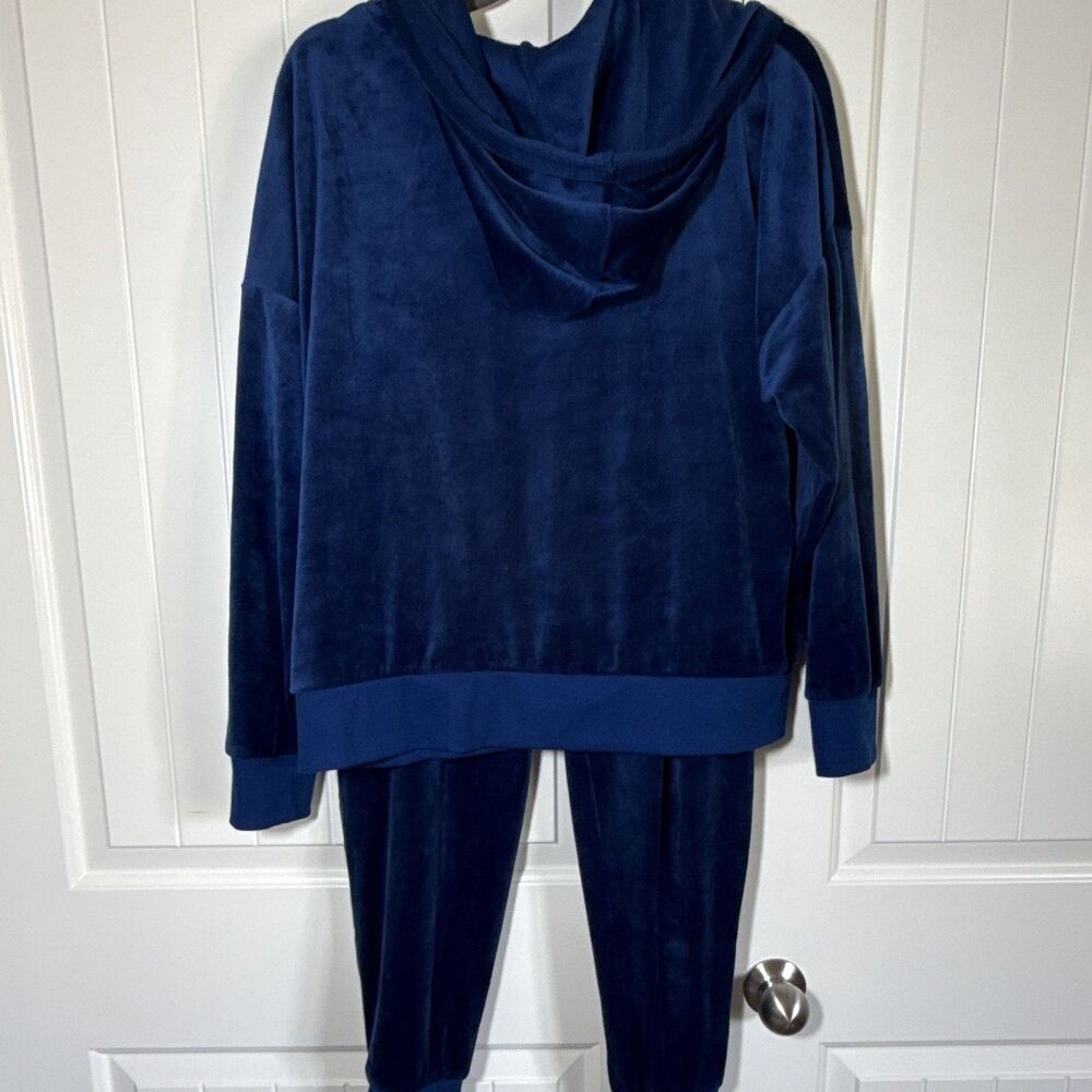 Felina Blue Velour Tracksuit Set Full Zip Hooded Jacket & Pants XL - Picture 4 of 13